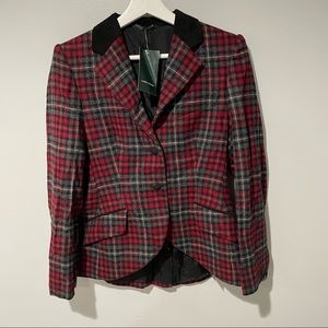 Vintage Laura Ashley Plaid Blazer Wool Deadstock